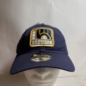 New Era 9Twenty Milwaukee Brewers Blue MLB Strap Back Dad‎ Hat NEW